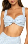 Montce Hayden Bikini Top In Periwinkle Micro Gingham