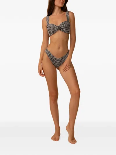 Montce Hayden Gingham Bikini Top In Black
