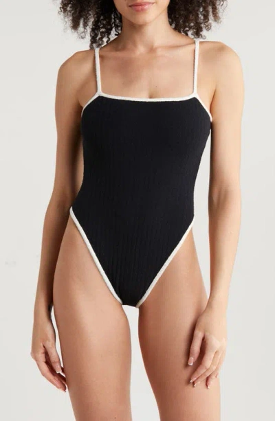 Montce Jacelyn One-piece Swimsuit In Black Terry Rib Cream Binded