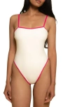 Montce Jacelyn One-piece Swimsuit In Cream Raspberry Binded