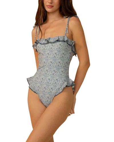 Montce Jacelyn Ruffle One Piece Swimsuit In Blue