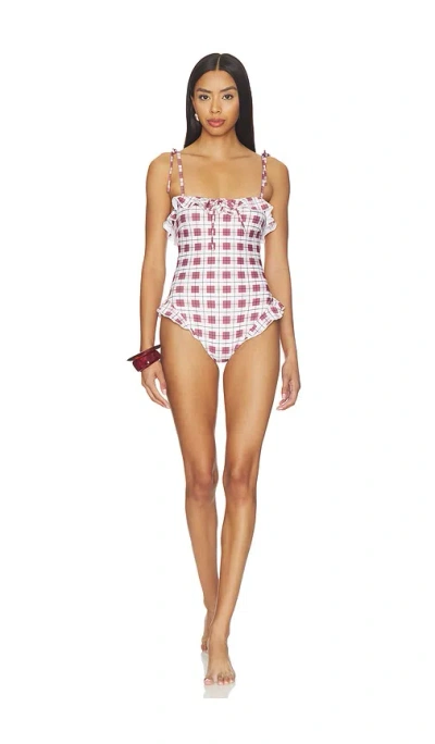 Montce Jacelyn Ruffle One-piece In Burgundy