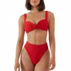 Montce Kayla Bikini Top In Crimson Micro Scrunch In Red