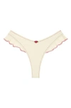 Montce Kelly Ruffle Bikini Bottoms In Cream Raspberry Binded