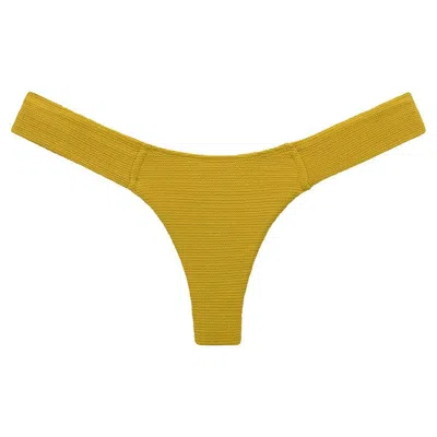 Montce Key Lime Micro Scrunch Added Coverage Uno Bikini Bottom In Gold