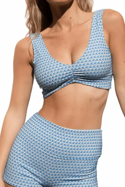 Montce Kim Variation Bikini Top In Wave Repeat In Blue