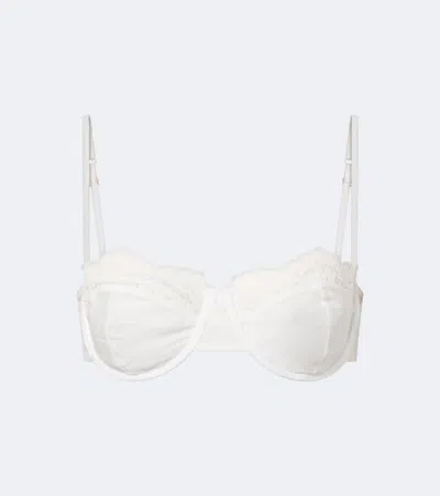 Montce Lace-trimmed Cotton Bra Top In White