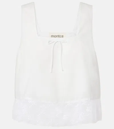 Montce Lace-trimmed Cotton Crop Top In White
