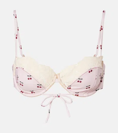 Montce Lena Printed Bikini Top In Pink