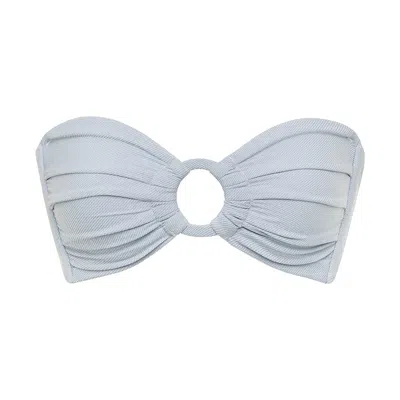 Montce Light Denim Tori Ties Bandeau Bikini Top In Blue