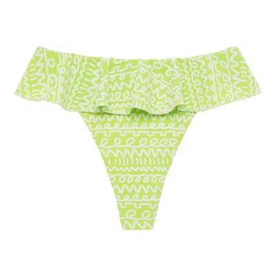 Montce Lime Icing Tamarindo Ruffle Bikini Bottom In Green