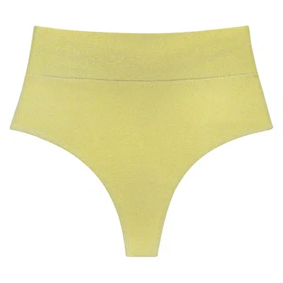 Montce Limon Sparkle Added Coverage High Rise Bikini Bottom In Yellow