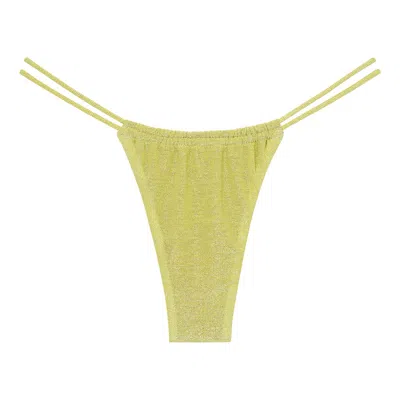 Montce Limon Sparkle Brasil Bikini Bottom In Metallic