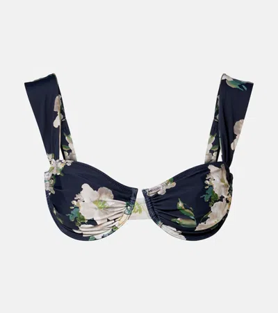 Montce Liz Floral Bikini Top In Black