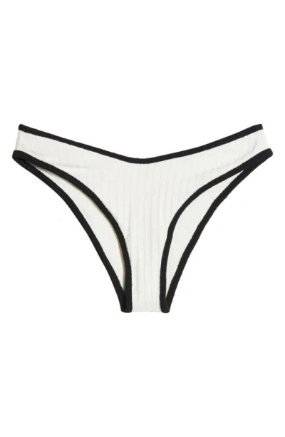 Montce Lulu Bikini Bottoms In Cream Terry Rib Black Binded