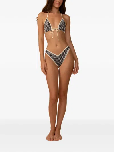 Montce Lulu Gingham Bikini Bottoms In Black