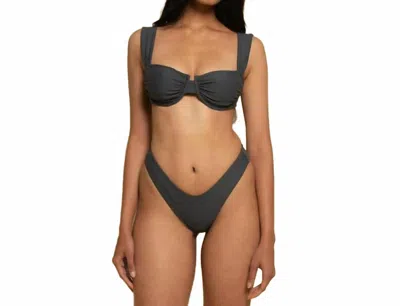 Montce Lulu Zig Zag Stitch Bikini Bottom In Charcoal In Pink