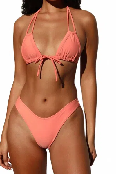 Montce Lulu Zig-zag Stitch Bikini Bottom In Coral In Multi