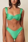 Montce Added Coverage Lulu Zig-zag Stitch Bikini Bottom In Emerald Shimmer In Multi