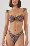Montce Lulu Zig-zag Stitch Bikini Bottom In Mara Floral In Multi