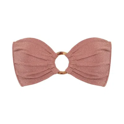 Montce Mauve Sparkle Tori Ties Bandeau Bikini Top In Pink