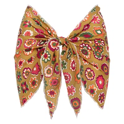 Montce Mazzy Floral Silk Sarong In Green