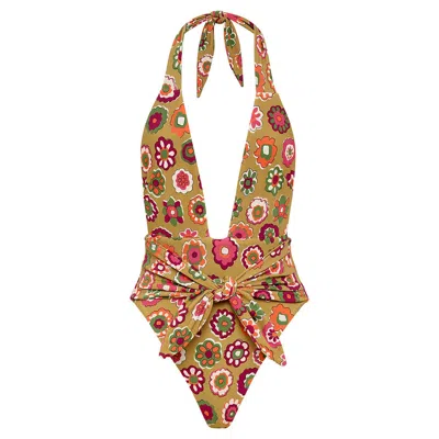 Montce Mazzy Floral Tropez Tie-up One-piece In Multi
