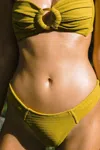 Montce Added Coverage Uno Bikini Bottom In Key Lime Micro Scrunch In Yellow