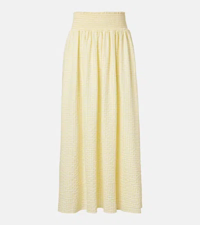 Montce Millie Gingham Cotton Maxi Skirt In Yellow