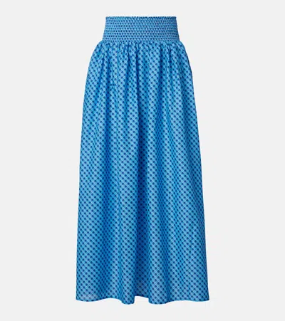 Montce Millie Plaid Cotton Maxi Skirt In Blue