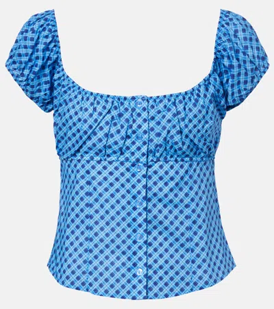 Montce Millie Plaid Cotton Top In Blue