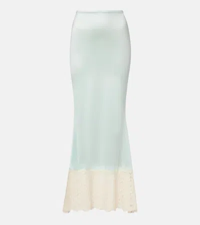 Montce Natalia Lace-trimmed Satin Slip Skirt In Blue
