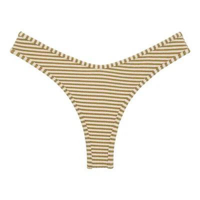 Montce Neutral Stripe Added Coverage Lulu Bikini Bottom In White