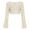 Montce Oat Texture Nia Long Sleeve Top In Neutral