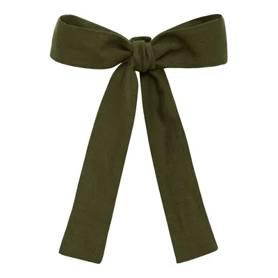 Montce Olive Hair Ribbon In Green