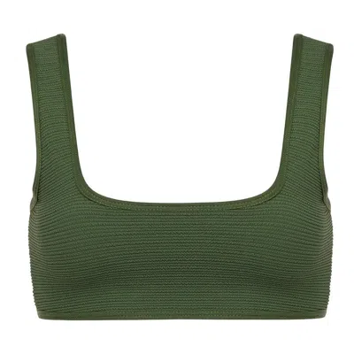 Montce Olive Micro Scrunch Allie Bikini Top In Green