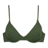 Montce Olive Micro Scrunch Dainty Bikini Top In Green