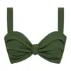 Montce Olive Micro Scrunch Hayden Bikini Top In Green