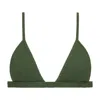 Montce Olive Micro Scrunch Hunter Triangle Bikini Top In Green