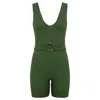 Montce Olive Micro Scrunch Kim Onesie In Green