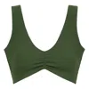 Montce Olive Micro Scrunch Kim Variation Bikini Top In Green