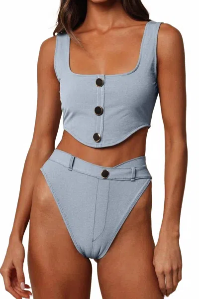 Montce Olivia Corset Top In Light Denim In Blue