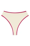 Montce Paula High Waist Bikini Bottoms In Cream Raspberry Binded