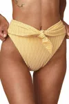Montce Paula Tie-up Bikini Bottom In Canary Stripe In Yellow