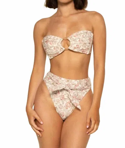 Montce Paula Tie-up Bikini Bottom In Venecia Floral In Neutral