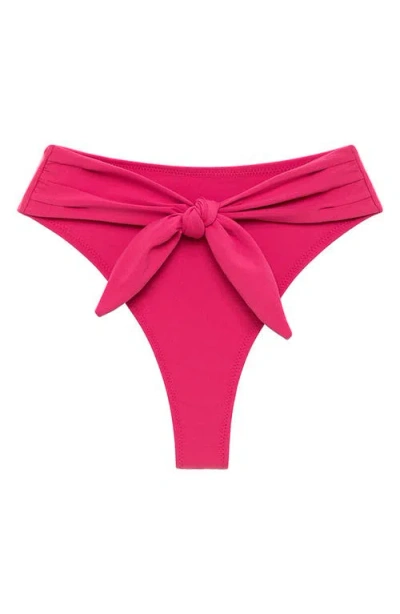 Montce Paula Waist Tie Bikini Bottoms In Raspberry