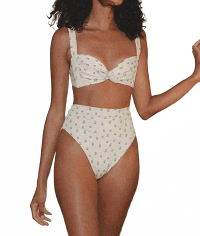 Montce Paulina High-waisted Bikini Bottom In Fruity Floral In White