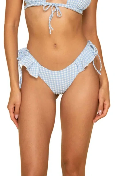 Montce Peri Micro Gingham Ruffle Bikini Bottoms