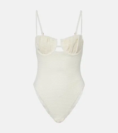 Montce Petal Crochet Swimsuit In White