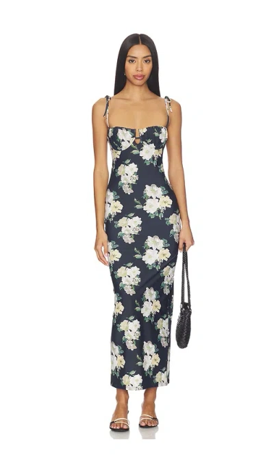 Montce Petal Long Slip Dress In Blue